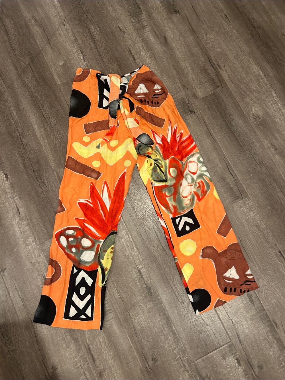 Kenar Orange Tropical Print Wide-Leg Jumpsuit